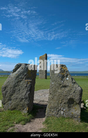 Pierres dans le Stenness UNESCO World Heritage Site, Coeur néolithique des Orcades. 10 713 SCO. Banque D'Images
