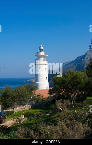 Phare du Cap Gros, Port de Soller, Majorque, Îles Baléares, Espagne Banque D'Images