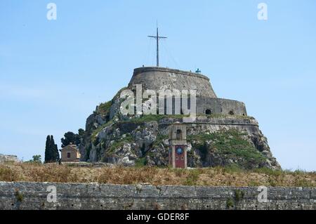 Vieux château à Corfu-Town, Kerkyra, Corfou, îles Ioniennes, Grèce Banque D'Images