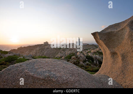 Phare, Capo Testa, Santa Teresa di Gallura, Sardaigne, Italie Banque D'Images