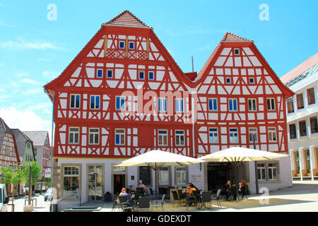 Dans la vieille ville, maisons ossature bois, Eppingen, Bade-Wurtemberg, Allemagne Banque D'Images