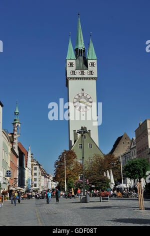 City Tower, Theresienplatz, Straubing, Bavière, Allemagne Banque D'Images