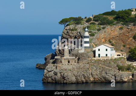 Phare, Port de Soller, Majorque, Baleares, Espagne Banque D'Images