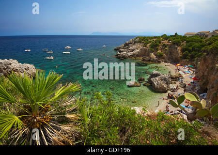 Plage, réserve naturelle de Zingaro, San Vito lo Capo, Sicile, Italie Banque D'Images