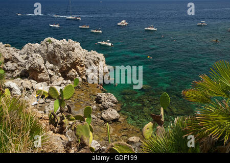 Plage, réserve naturelle de Zingaro, San Vito lo Capo, Sicile, Italie Banque D'Images