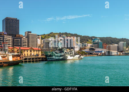 Le Harbourfront Wellington, Nouvelle-Zélande, capitale de la Nouvelle-Zélande. Banque D'Images