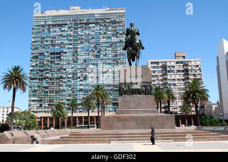 Statue équestre du général José Gervasio Artigas, independance, Montevideo, Uruguay Banque D'Images