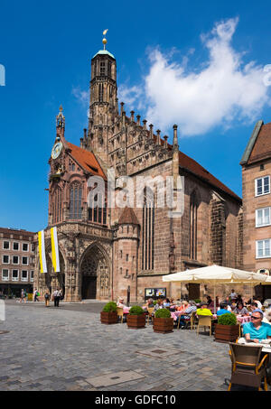 La Frauenkirche, église Notre Dame, marché principal, centre historique de Sebald, Nuremberg, Middle Franconia, Franconia, Bavaria Banque D'Images