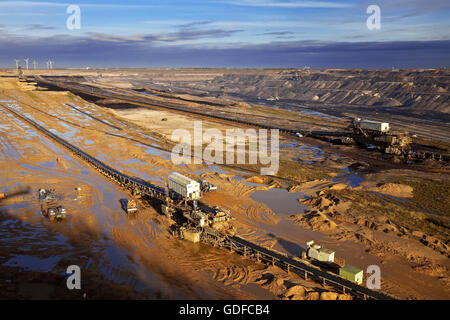 Zone d'exploitation minière Garzweiler II, les mines à ciel ouvert, lignite, Garzweiler, Jüchen, zone d'exploitation du lignite rhénan, Rhénanie du Nord-Westphalie Banque D'Images