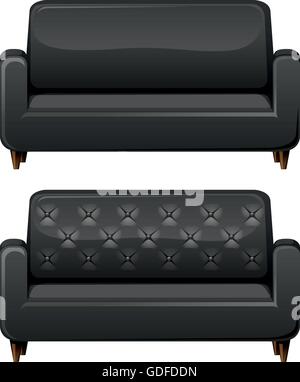 Canapé en cuir noir avec illustration Illustration de Vecteur