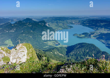 Sankt Gilgen : vue depuis le mont Schafberg à lac de Mondsee, mur, Autriche, Salzbourg Drachenwand, Salzkammergut Banque D'Images