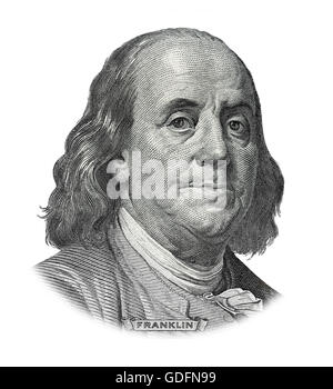 Dessin de gris du président américain Benjamin Franklin Banque D'Images