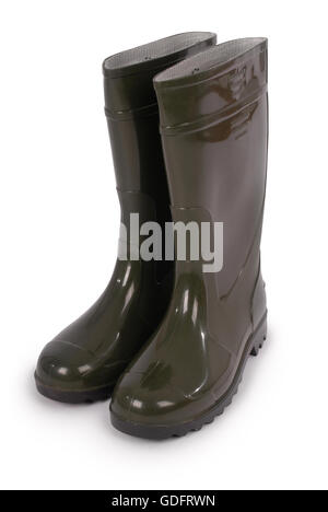 Nouvelles bottes wellington isolé sur fond blanc. Photo avec clipping path Banque D'Images