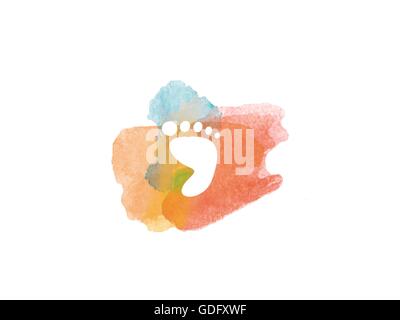 Illustration à la main ou d'un dessin d'un pied à l'aquarelle Banque D'Images