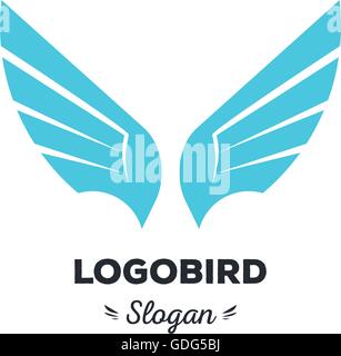 Isolés, cartoon, geek, Flying Eagle strict, triangulaire forme vectorielle, minimalisme, télévision, élégant, stylisé géométrique, logotype logo de couleur bleu, modèle oiseau, ailes, plumes, eagle logo de l'élément Illustration de Vecteur