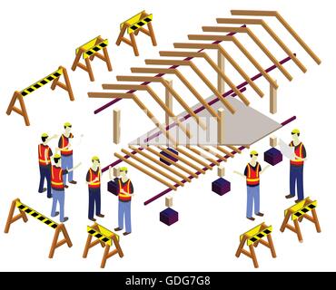 Illustration de la structure de la maison en concept graphique isométrique Illustration de Vecteur