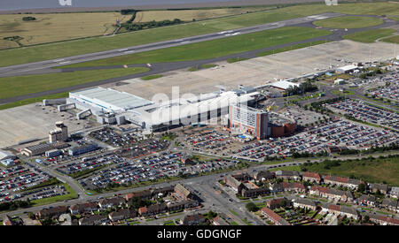 Vue aérienne de l'aéroport John Lennon de Liverpool, Royaume-Uni Banque D'Images