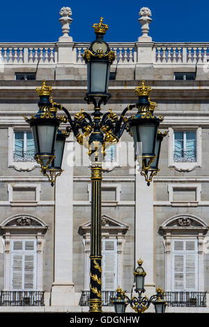 Détail du Palais Royal de Madrid, Espagne Banque D'Images