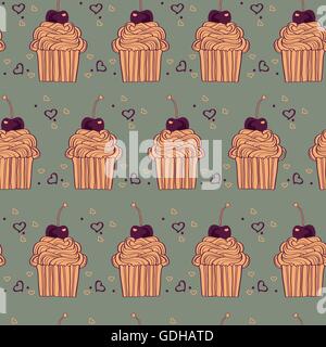 Transparente avec motif vecteur cupcakes décoratif en couleurs vintage Illustration de Vecteur