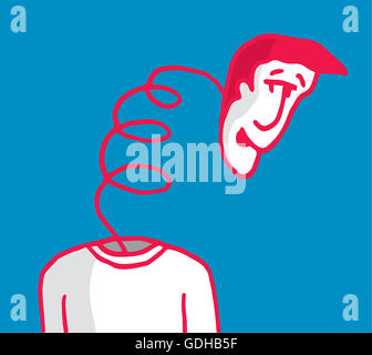 Cartoon illustration d'un stressé ou crazy funny man Banque D'Images