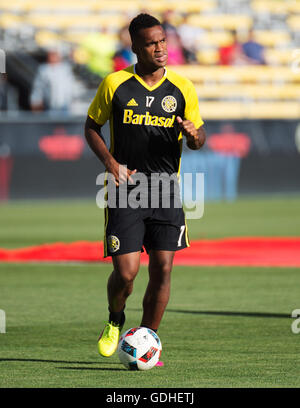 Columbus, États-Unis d'Amérique 16 juillet 2016. 16 juillet 2016 : Columbus Crew SC avant llo Kamara (17) se réchauffe avant le match contre DC United. Columbus, Ohio, USA. (Brent Clark/Alamy Live News) Banque D'Images