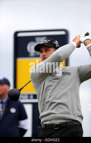 South Ayrshire, Ecosse. 16 juillet, 2016. Henrik Stenson (SWE) : Golf de Suède Henrik Stenson tees off sur le troisième trou au cours de la troisième série de la 145e British Open Championship à l'Old Course, Royal Troon Golf Club à South Ayrshire, Ecosse . © Koji Aoki/AFLO SPORT/Alamy Live News Banque D'Images