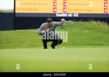 South Ayrshire, Ecosse. 16 juillet, 2016. Henrik Stenson (SWE) : Golf de Suède Henrik Stenson s'aligne sur le 13e trou lors de la troisième ronde de la 145e British Open Championship à l'Old Course, Royal Troon Golf Club à South Ayrshire, Ecosse . © Koji Aoki/AFLO SPORT/Alamy Live News Banque D'Images