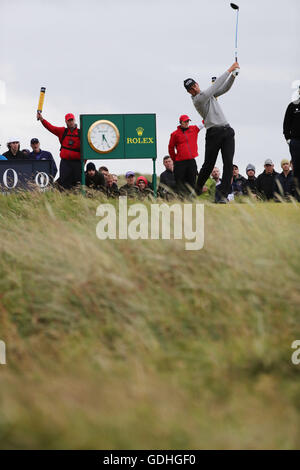 South Ayrshire, Ecosse. 16 juillet, 2016. Henrik Stenson (SWE) : Golf de Suède Henrik Stenson tees off sur le 16e trou lors de la troisième ronde de la 145e British Open Championship à l'Old Course, Royal Troon Golf Club à South Ayrshire, Ecosse . © Koji Aoki/AFLO SPORT/Alamy Live News Banque D'Images