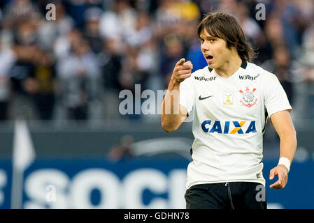 Sao Paulo, Brésil. 17 juillet, 2016. Romero lors du match entre les Corinthians et São Paulo Futebol Clube a tenu à l'Aréna Corinthiens, Zone de l'Est de Sao Paulo. Le classique n'est valable que pour le 15ème tour du Brasileir ?o 2016 Chevrolet. Crédit : Foto Arena LTDA/Alamy Live News Banque D'Images