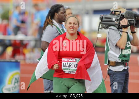 Amsterdam, Pays-Bas : Juillet 7, 2016 Anita Marton 2e au lancer du poids au championnat de l'Europe Amsterdam Banque D'Images