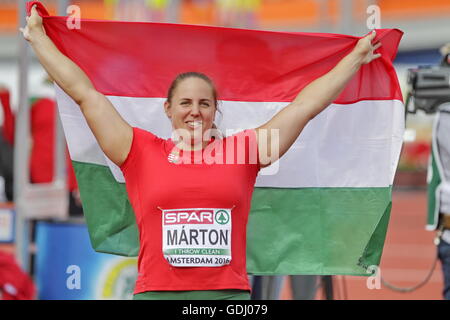 Amsterdam, Pays-Bas : Juillet 7, 2016 Anita Marton 2e au lancer du poids au championnat de l'Europe Amsterdam Banque D'Images