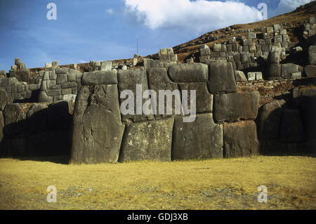 Géographie / voyage, Pérou, Sacsayhuaman, forteresse Inca près de Cuzco, construction : entre 1440 et 1532, Banque D'Images