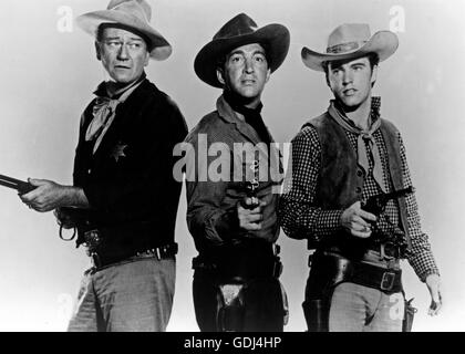 Rio Bravo, USA 1959, Regie : Howard Hawks, acteurs : John Wayne, Dean Martin, Ricky Nelson Banque D'Images