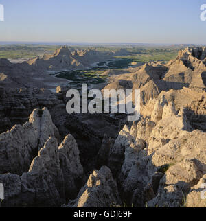 Géographie / voyages, USA, Dakota du Sud, Badlands National Park, paysages, vue du mont Sheep, lever de table, Banque D'Images