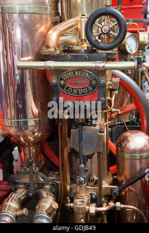 Shand Mason & Co London STEAM powered Fire Engine; Tram Sunday un festival de transport a tenu le dans la station balnéaire de Fleetwood, Lancashire, Royaume-Uni Banque D'Images