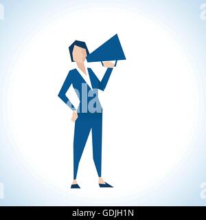 Illustration de Businesswoman parlant à travers Megaphone Illustration de Vecteur