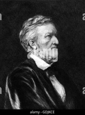 Richard Wagner. Portrait du compositeur allemand, Wilhelm Richard Wagner (1813-1883). Gravure par Hubert Herkomer, 1878. Banque D'Images