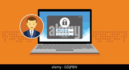 Autoriser la gestion des accès d'authentification du logiciel système formulaire de connexion Illustration de Vecteur