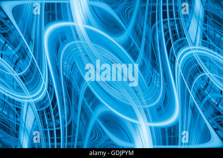 Abstract blue light trails tourbillonnante et ondes background Banque D'Images