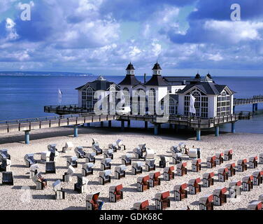 Géographie / voyage, Allemagne, Schleswig-Holstein, Ruegen, Sellin, plage avec jetée, Banque D'Images