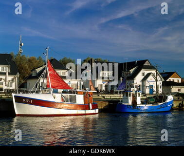 Géographie / voyage, Allemagne, Croatie, l'île de Hiddensee, Vitte, port, bateaux, Banque D'Images