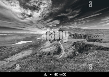 Partie nord-ouest de Quiraing Hill - La Table, sur l'île de Skye en Ecosse Banque D'Images