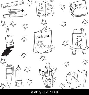 Dans l'école élément Cute doodle Illustration de Vecteur