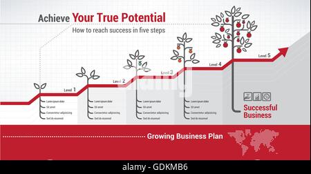 Augmenter votre potentiel de croissance avec l'infographie conceptuelle étapes Illustration de Vecteur