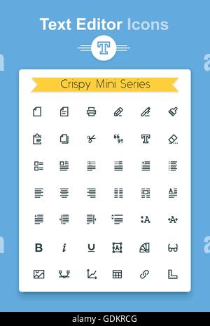 Ligne vectorielle à l'édition de documents texte minuscule application icon set. Des icônes pour contour minimaliste la meilleure reconnaissance dans l'utilisation de petite taille Illustration de Vecteur