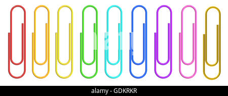 Trombones colorés libre, rendu 3D isolé sur fond blanc Banque D'Images