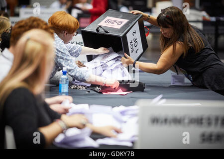 Nombre de travailleurs vote du conseil Documents de décompte pour l'Union européenne référendum Banque D'Images