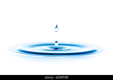 Les gouttes d'eau avec des vagues isolated on white Banque D'Images