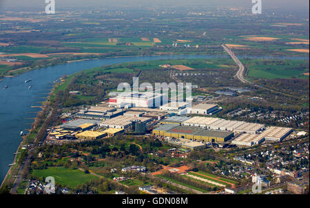 Vue aérienne, Messe Düsseldorf sur le Rhin, Düsseldorf Congress sport et événement GmbH, Düsseldorf, Niederrhein Banque D'Images