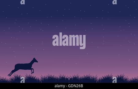 Deer Run landscape at night silhouettes Illustration de Vecteur